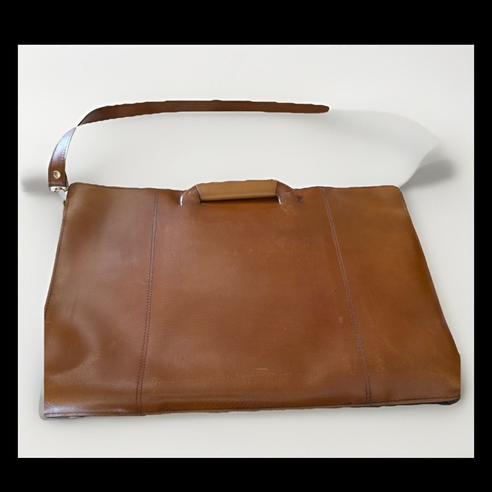 Ambassador Genuine Pigskin Vintage Attache Portfolio Bag W Strap